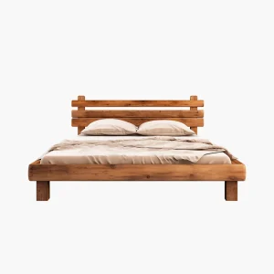 Bed with wood frame